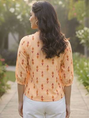 Print Puff Sleeve Ethnic Top 2
