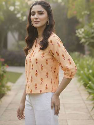 Print Puff Sleeve Ethnic Top 6