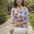 Floral Print Mandarin Collar Puff Sleeve Top