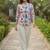 Floral Print Mandarin Collar Puff Sleeve Top