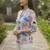 Floral Print Mandarin Collar Puff Sleeve Top