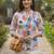 Floral Print Mandarin Collar Puff Sleeve Top