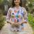 Floral Print Mandarin Collar Puff Sleeve Top