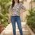 Print Monochrome Satin Shirt Style Top