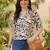 Print Monochrome Satin Shirt Style Top