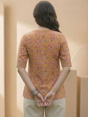 yellow floral print top 3