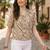 Geometric Print Satin Shirt Style Top