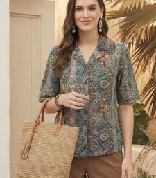 Print Ethnic Satin Shirt Style Top