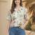 Floral Print Tropical Satin Shirt Style Top