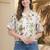 Floral Print Tropical Satin Shirt Style Top