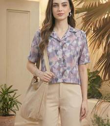 Floral Print Bohemian Satin Shirt Style Top