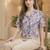 Floral Print Bohemian Satin Shirt Style Top