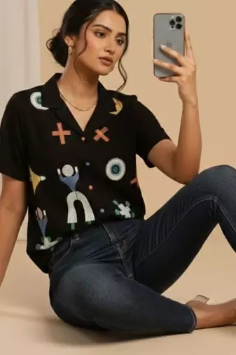 black print top