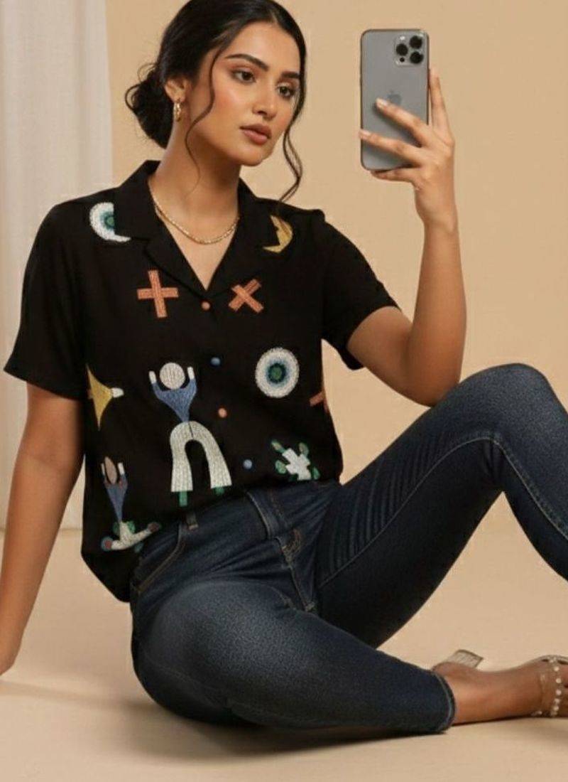 black print top