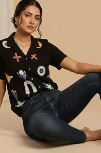 black print top