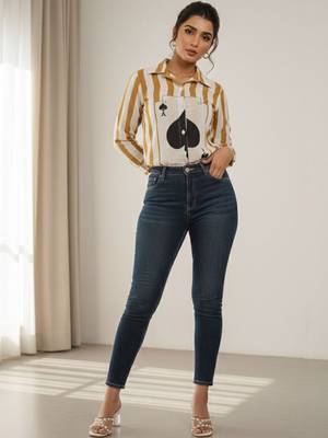 Striped Roll-Up Sleeves Top 1