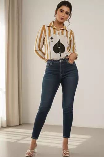 Striped Roll-Up Sleeves Top