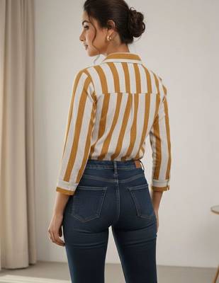 Striped Roll-Up Sleeves Top 3