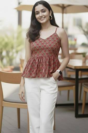 Print Ethnic Peplum Top