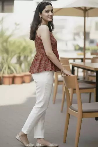 Print Ethnic Peplum Top