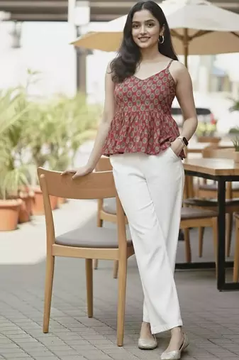Print Ethnic Peplum Top