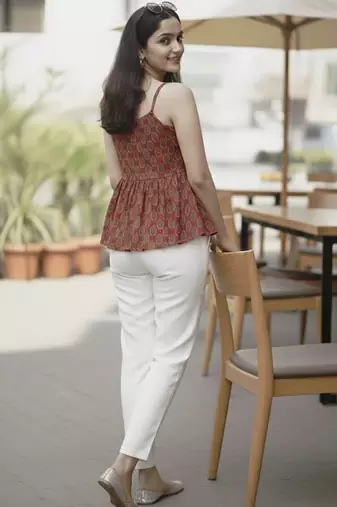 Print Ethnic Peplum Top