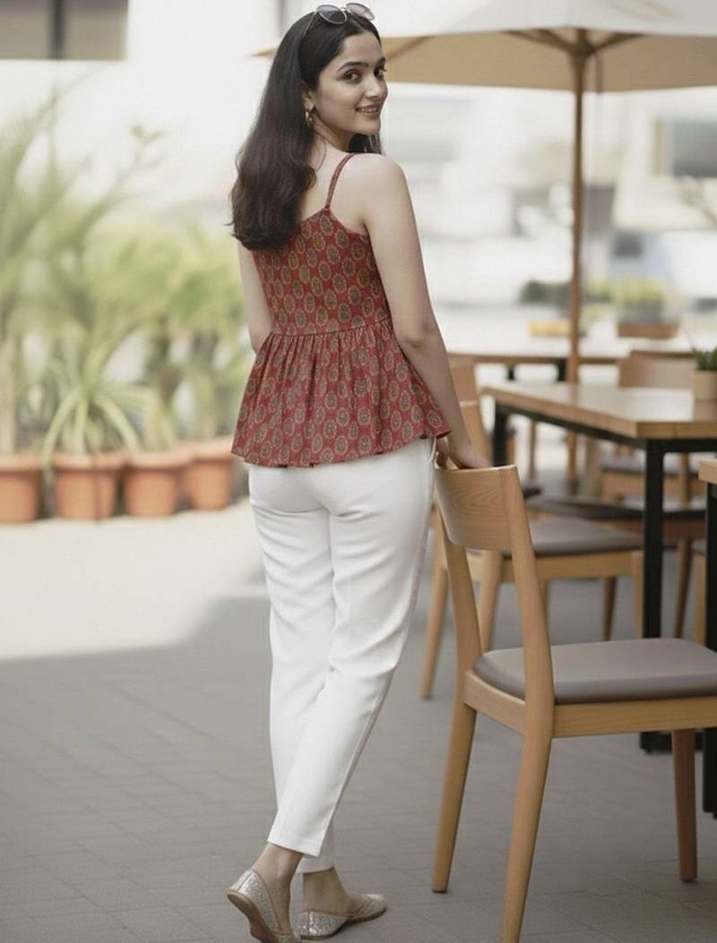 Print Ethnic Peplum Top