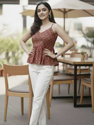 Print Ethnic Peplum Top 5