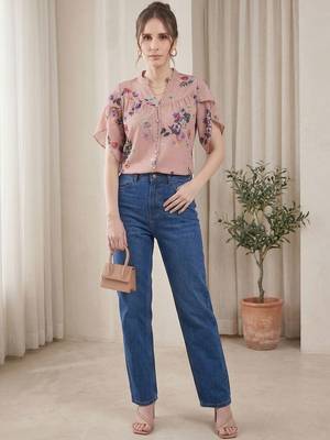 Floral Print Shirt Style Top 1