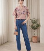 Floral Print Shirt Style Top