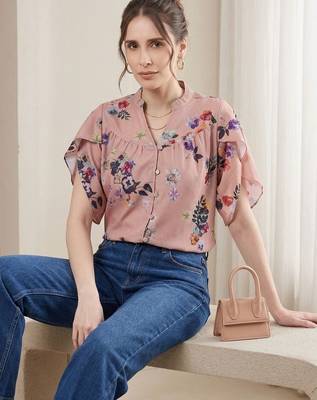 Floral Print Shirt Style Top 2