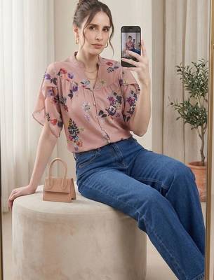 Floral Print Shirt Style Top 5