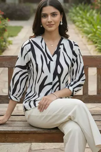 white floral print top