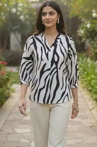 white floral print top