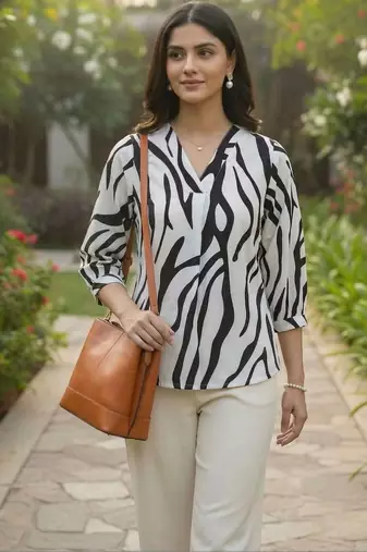 white floral print top