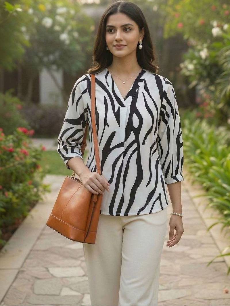 white floral print top