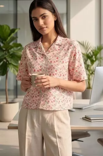 Floral Print Satin Top
