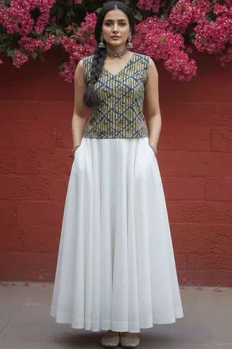 multicolor geometric print top