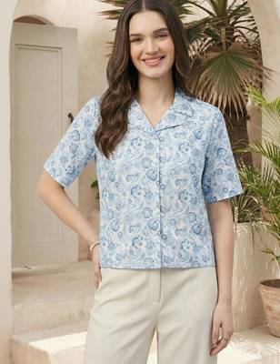 Floral Print Satin Shirt Style Top 1