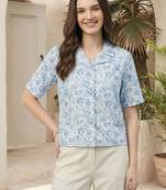 Floral Print Satin Shirt Style Top