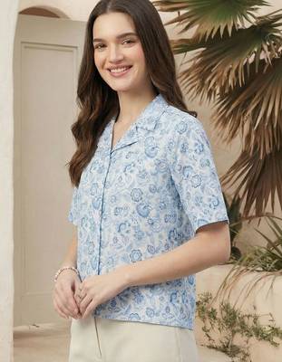Floral Print Satin Shirt Style Top 2