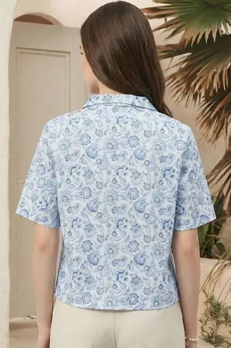 Floral Print Satin Shirt Style Top