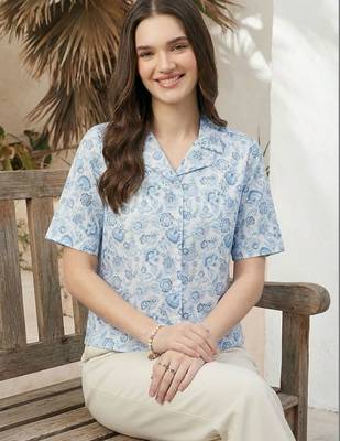 Floral Print Satin Shirt Style Top 6