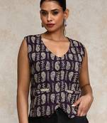Women Paisley Printed Cotton Open Vest Top