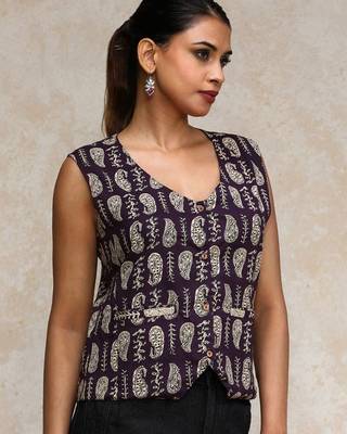Women Paisley Printed Cotton Open Vest Top 3