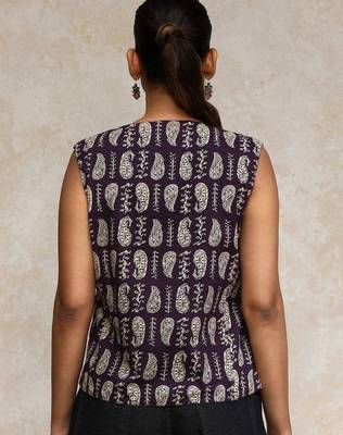 Women Paisley Printed Cotton Open Vest Top 4