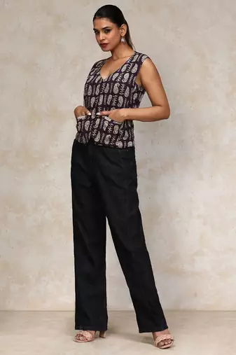 Women Paisley Printed Cotton Open Vest Top