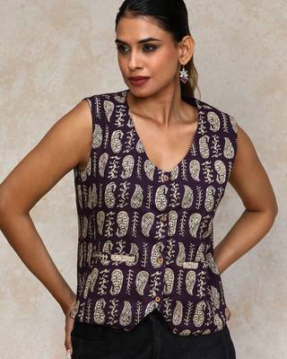 Women Paisley Printed Cotton Open Vest Top 6