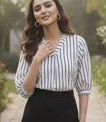 Floral Print Mandarin Collar Top