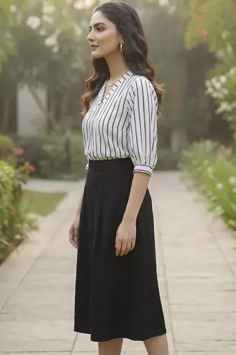 Floral Print Mandarin Collar Top